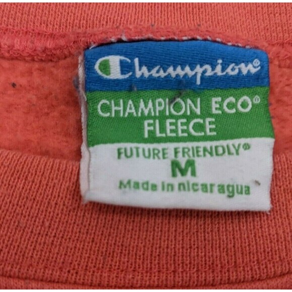 Y2K Champion IU East Crewneck Sweatshirt Pullover Salmon Unisex Medium - Picture 3 of 4